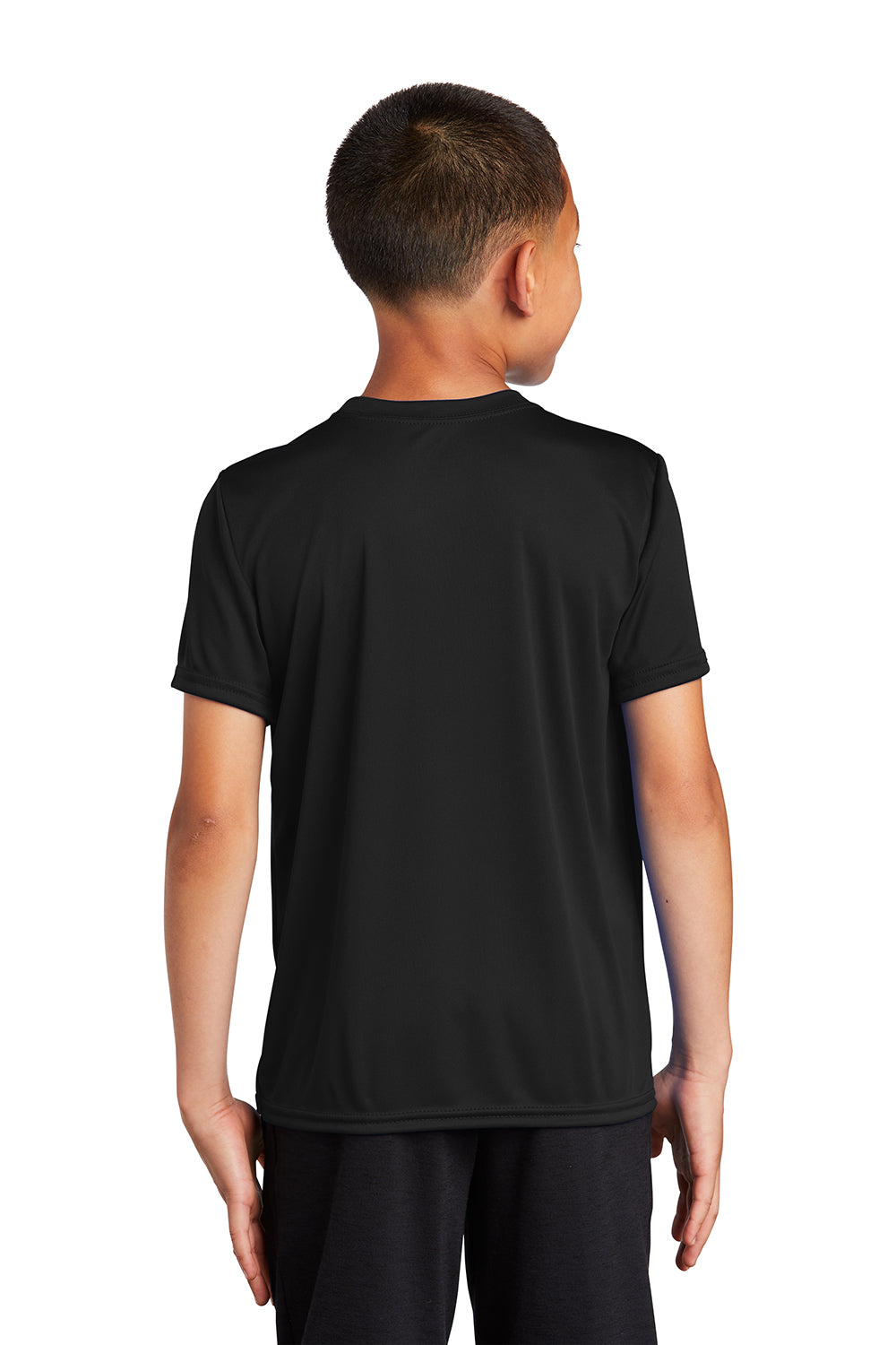 Port & Company PC380Y Youth Dry Zone Performance Moisture Wicking Short Sleeve Crewneck T-Shirt Jet Black Model Back