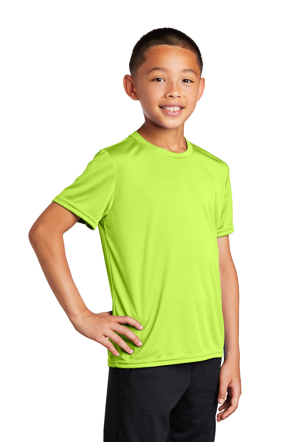 Port & Company PC380Y Youth Dry Zone Performance Moisture Wicking Short Sleeve Crewneck T-Shirt Neon Yellow Model 3q