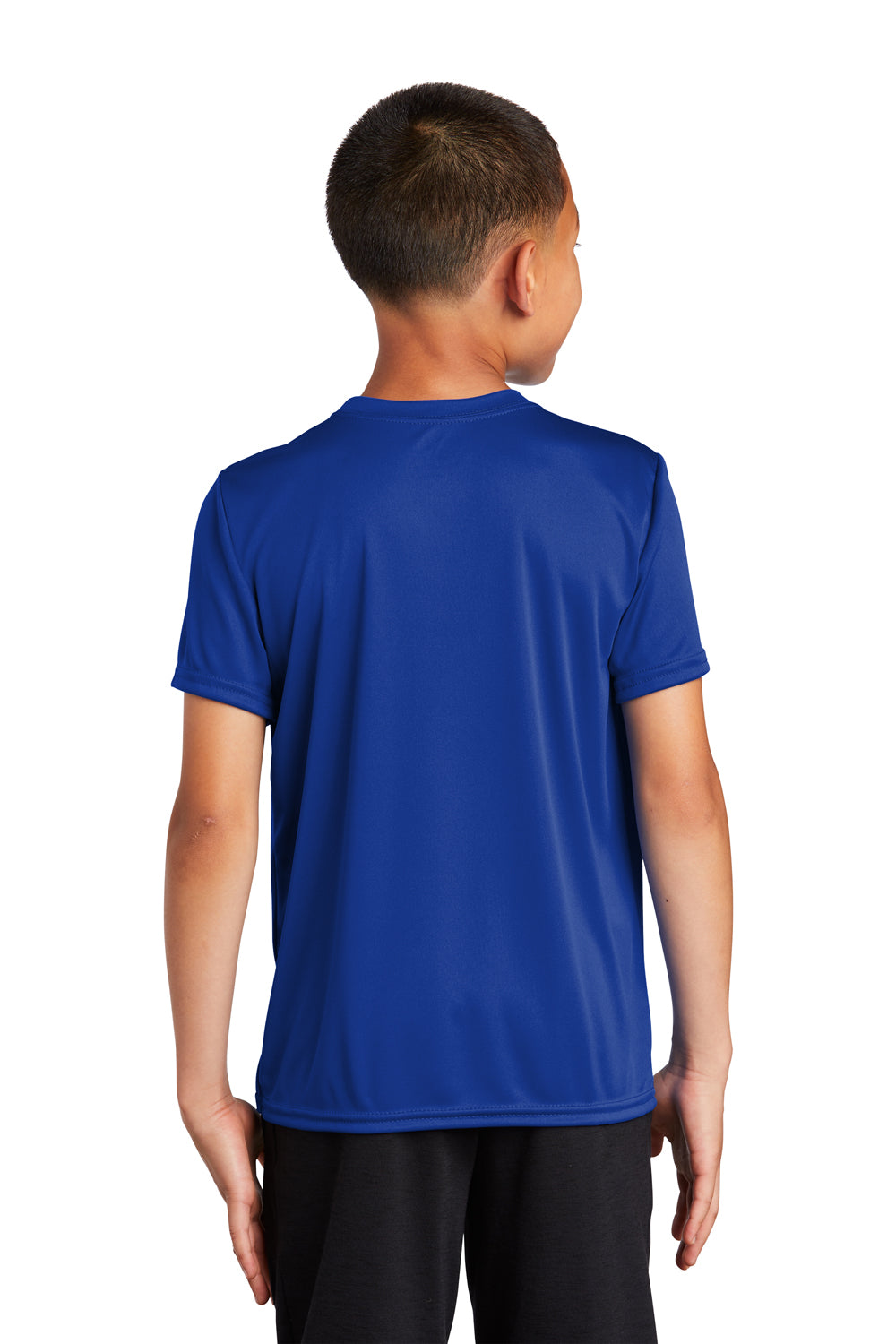 Port & Company PC380Y Youth Dry Zone Performance Moisture Wicking Short Sleeve Crewneck T-Shirt True Royal Blue Model Back