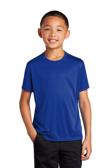 Port & Company PC380Y Youth Dry Zone Performance Moisture Wicking Short Sleeve Crewneck T-Shirt True Royal Blue Model Front