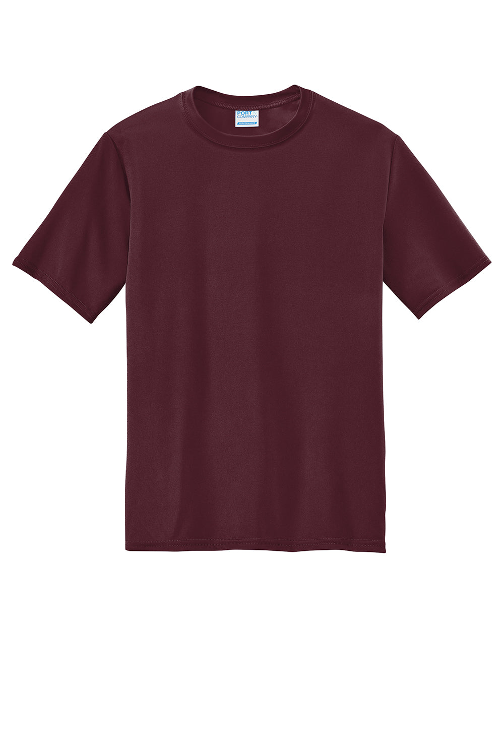 Port & Company PC380 Mens Dry Zone Performance Moisture Wicking Short Sleeve Crewneck T-Shirt Athletic Maroon Flat Front