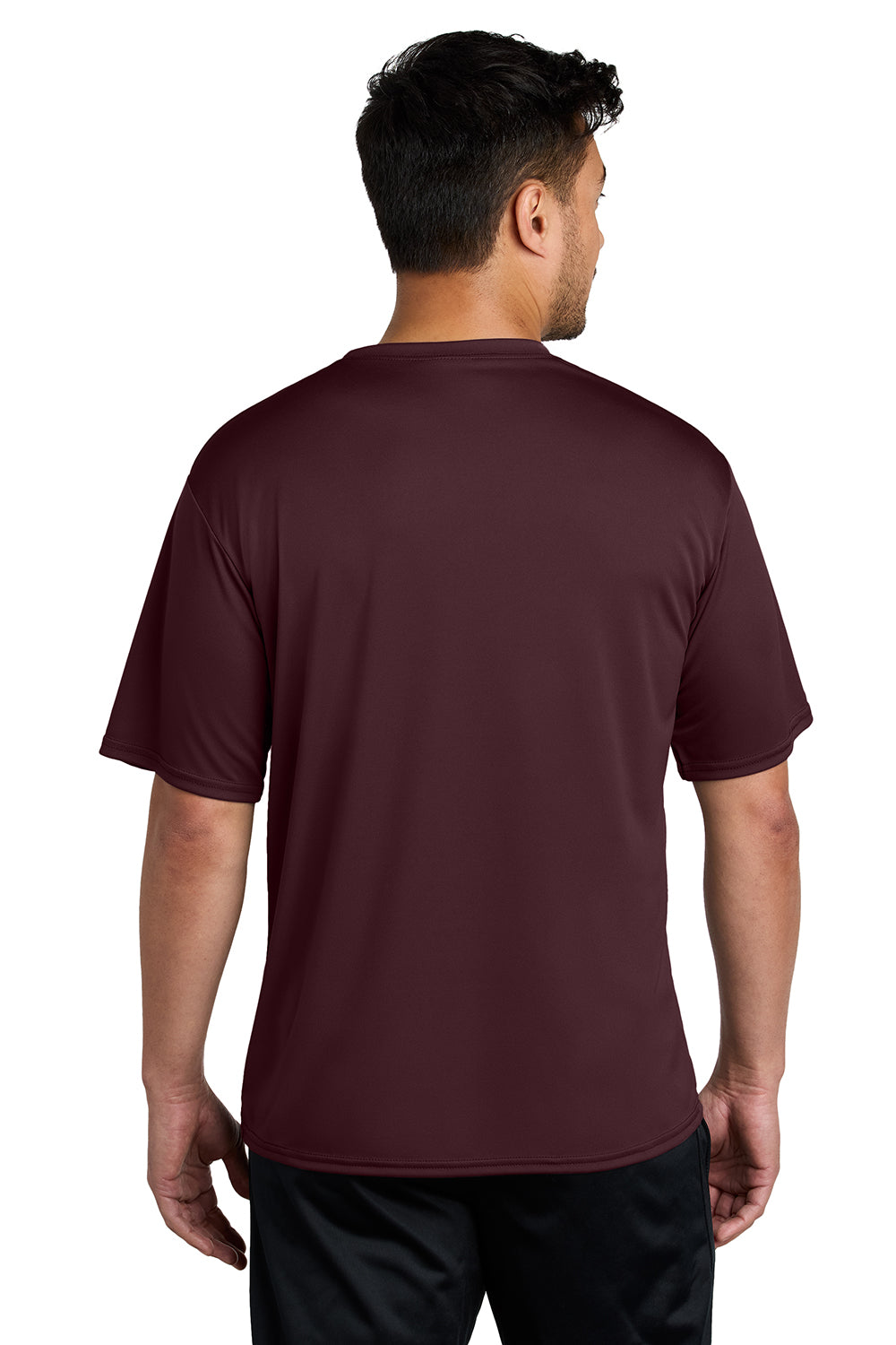 Port & Company PC380 Mens Dry Zone Performance Moisture Wicking Short Sleeve Crewneck T-Shirt Athletic Maroon Model Back