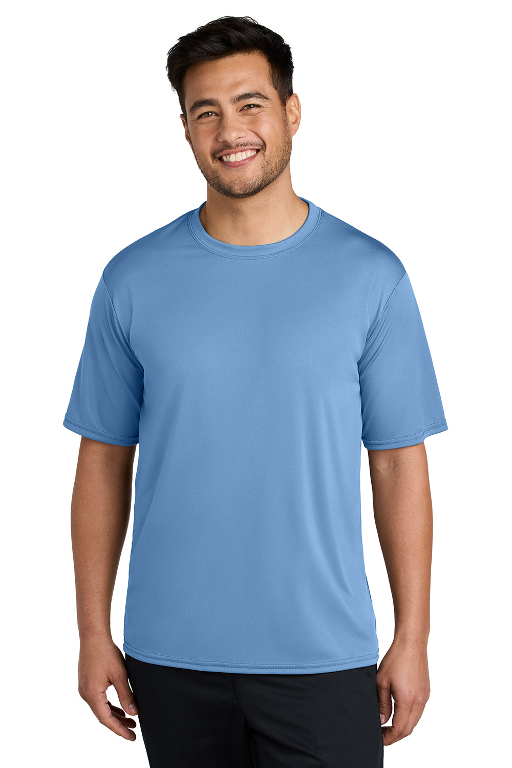 Port & Company PC380 Mens Dry Zone Performance Moisture Wicking Short Sleeve Crewneck T-Shirt Carolina Blue Model Front