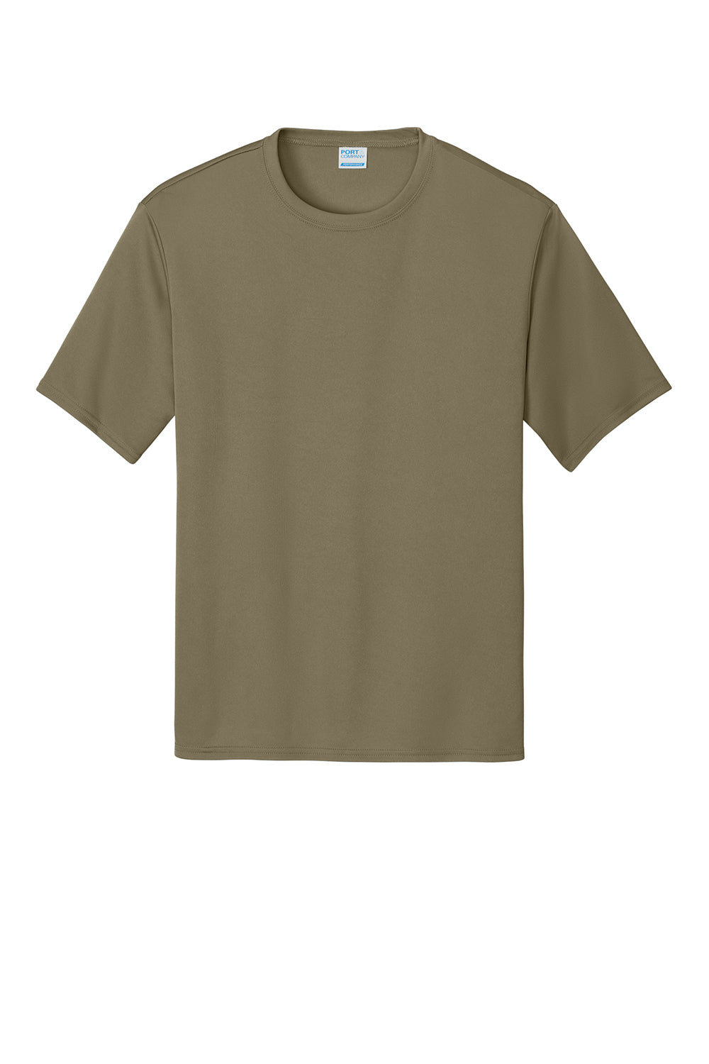 Port & Company PC380 Mens Dry Zone Performance Moisture Wicking Short Sleeve Crewneck T-Shirt Coyote Brown Flat Front