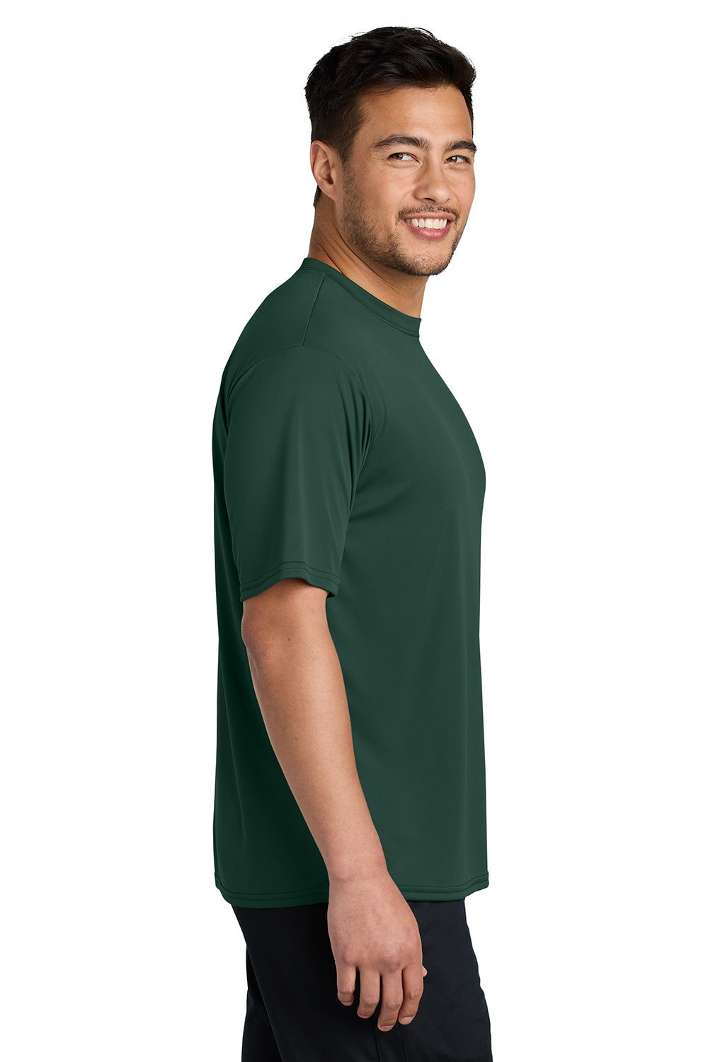 Port & Company PC380 Mens Dry Zone Performance Moisture Wicking Short Sleeve Crewneck T-Shirt Dark Green Model Side