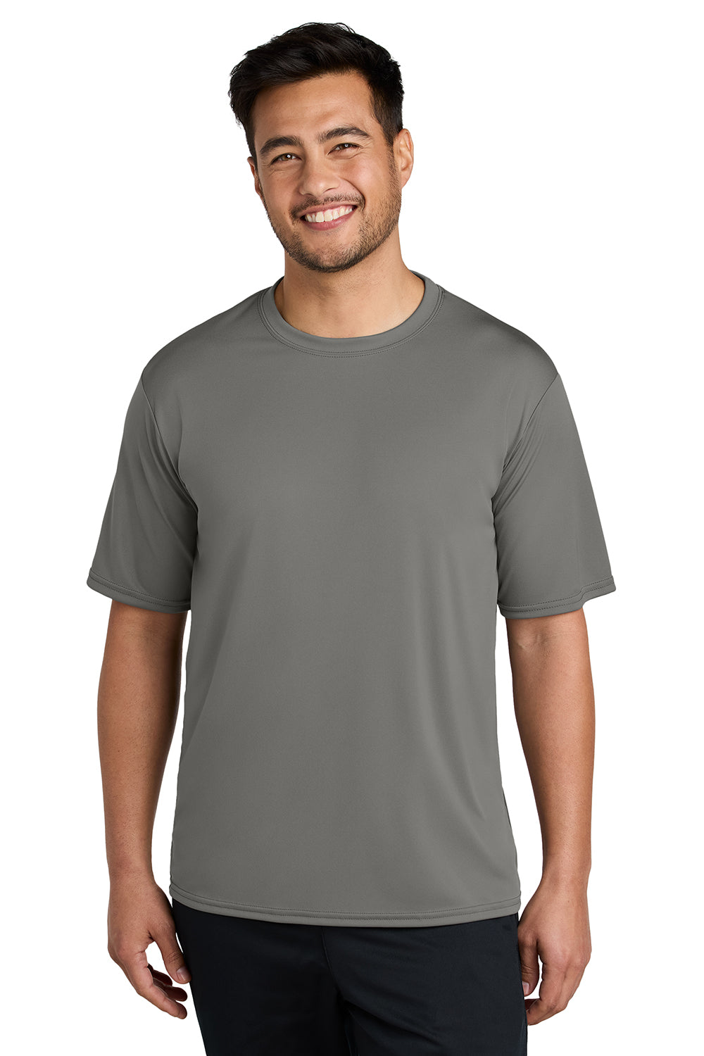 Port & Company PC380 Mens Dry Zone Performance Moisture Wicking Short Sleeve Crewneck T-Shirt Concrete Grey Model Front