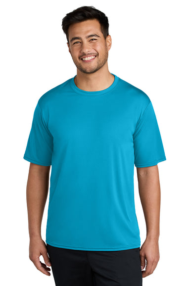 Port & Company PC380 Mens Dry Zone Performance Moisture Wicking Short Sleeve Crewneck T-Shirt Neon Blue Model Front