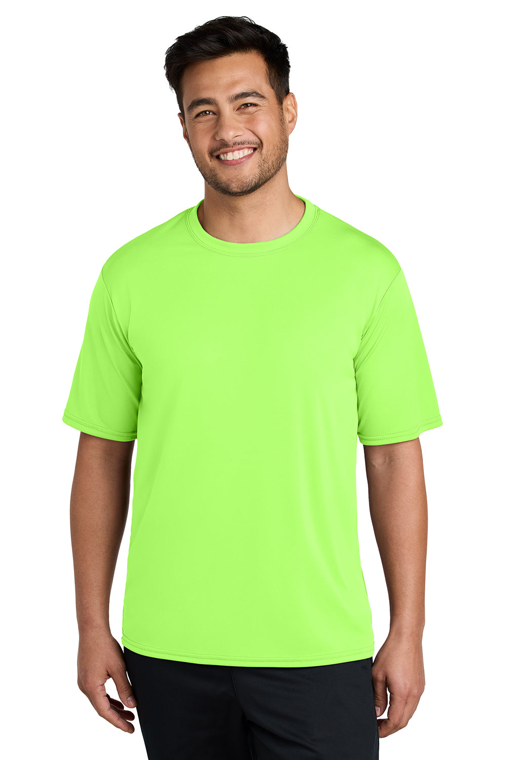 Port & Company PC380 Mens Dry Zone Performance Moisture Wicking Short Sleeve Crewneck T-Shirt Neon Green Model Front