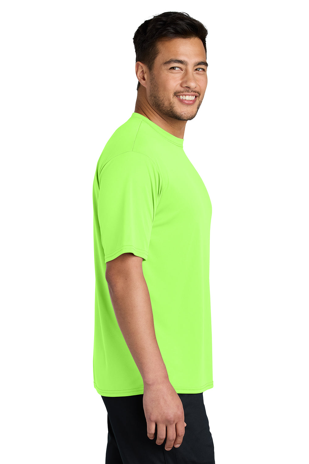 Port & Company PC380 Mens Dry Zone Performance Moisture Wicking Short Sleeve Crewneck T-Shirt Neon Green Model Side