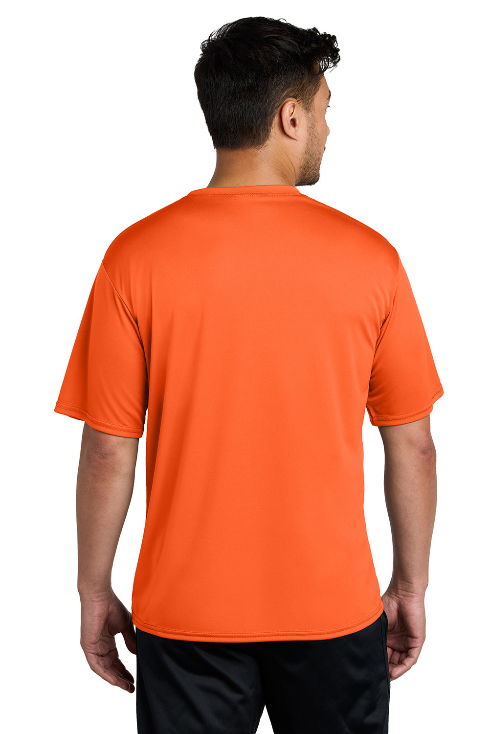 Port & Company PC380 Mens Dry Zone Performance Moisture Wicking Short Sleeve Crewneck T-Shirt Neon Orange Model Back