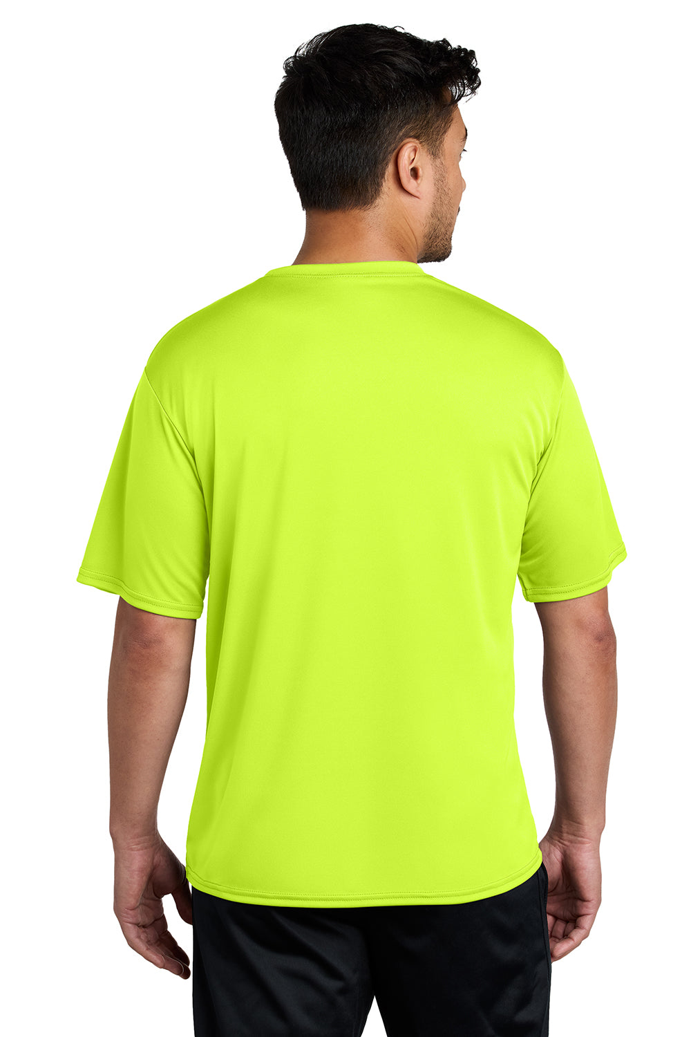 Port & Company PC380 Mens Dry Zone Performance Moisture Wicking Short Sleeve Crewneck T-Shirt Neon Yellow Model Back