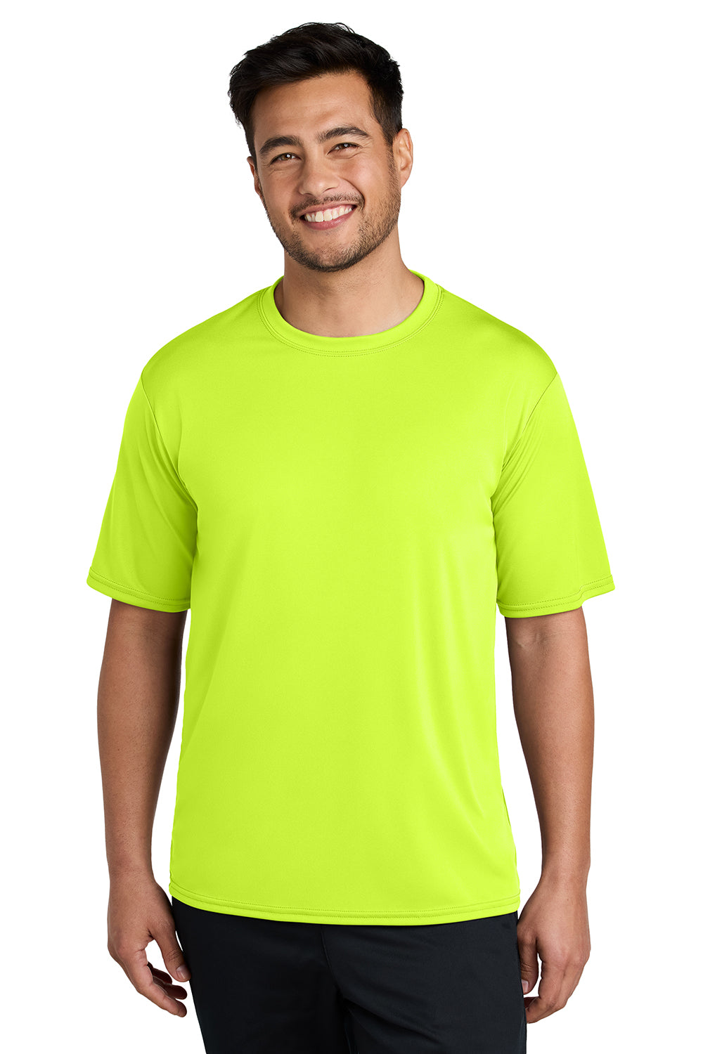 Port & Company PC380 Mens Dry Zone Performance Moisture Wicking Short Sleeve Crewneck T-Shirt Neon Yellow Model Front