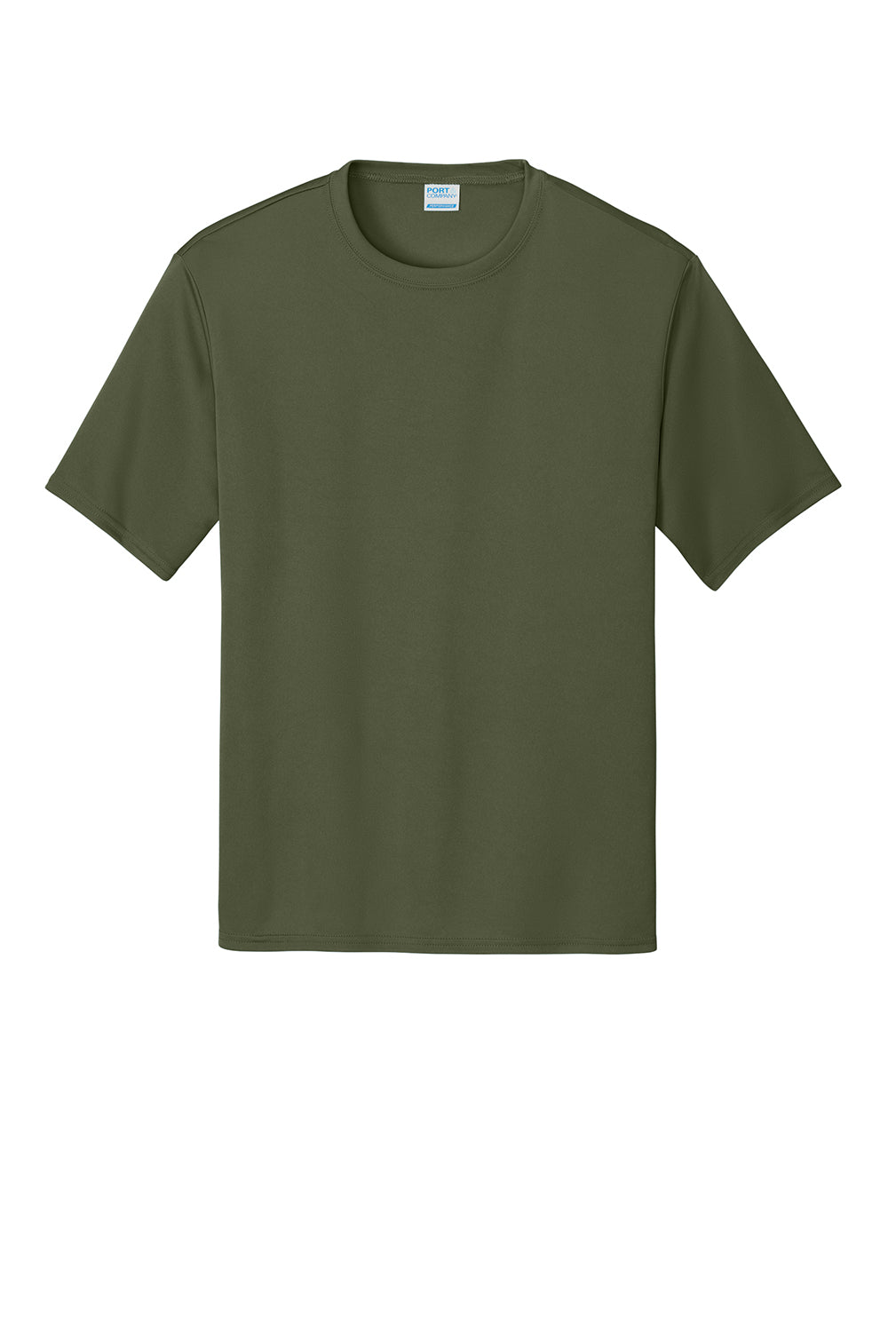 Port & Company PC380 Mens Dry Zone Performance Moisture Wicking Short Sleeve Crewneck T-Shirt Olive Drab Green Flat Front