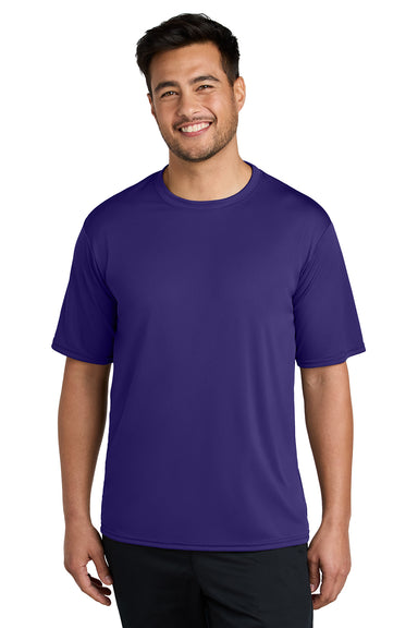 Port & Company PC380 Mens Dry Zone Performance Moisture Wicking Short Sleeve Crewneck T-Shirt Team Purple Model Front