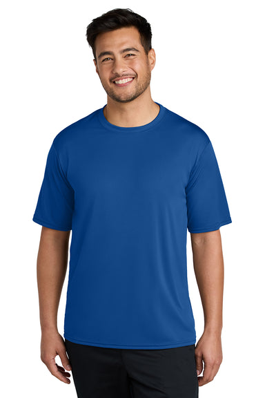 Port & Company PC380 Mens Dry Zone Performance Moisture Wicking Short Sleeve Crewneck T-Shirt True Royal Blue Model Front