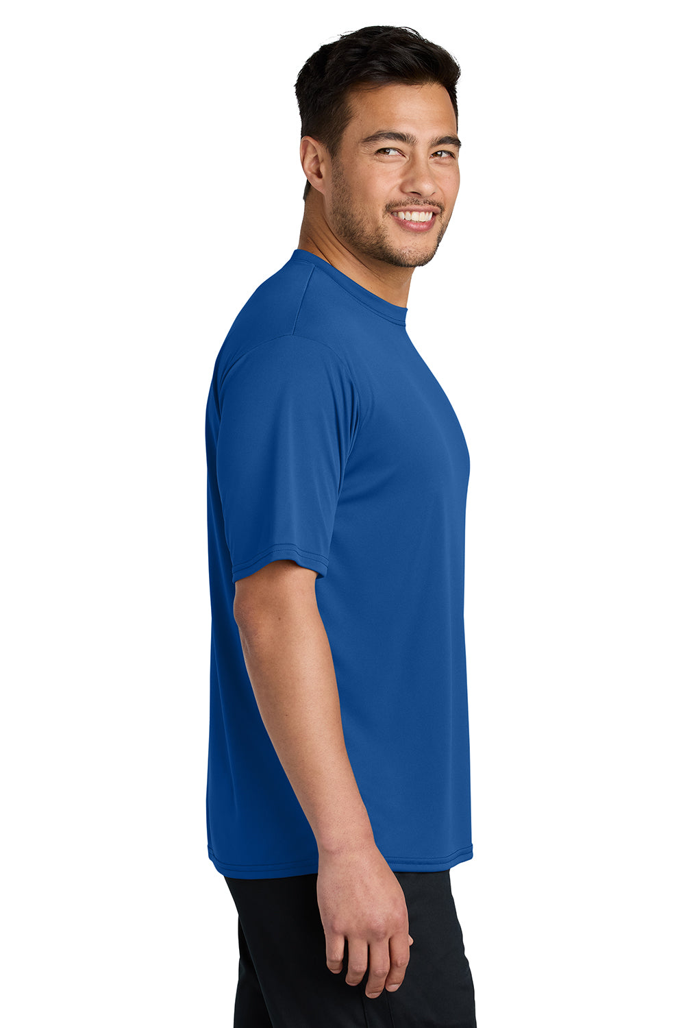 Port & Company PC380 Mens Dry Zone Performance Moisture Wicking Short Sleeve Crewneck T-Shirt True Royal Blue Model Side