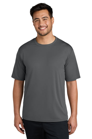 Port & Company PC380 Mens Dry Zone Performance Moisture Wicking Short Sleeve Crewneck T-Shirt Charcoal Grey Model Front