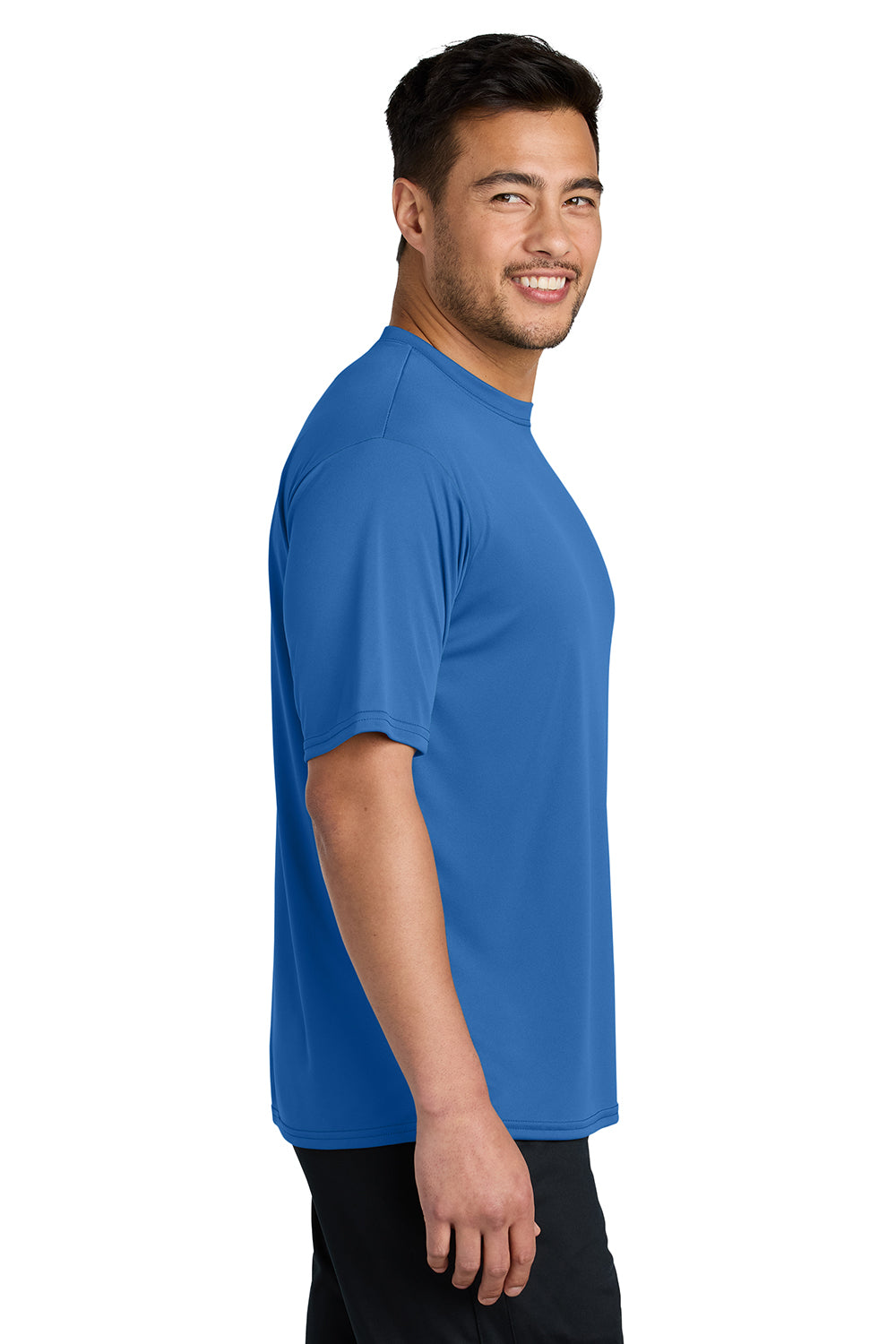 Port & Company PC380 Mens Dry Zone Performance Moisture Wicking Short Sleeve Crewneck T-Shirt Royal Blue Model Side