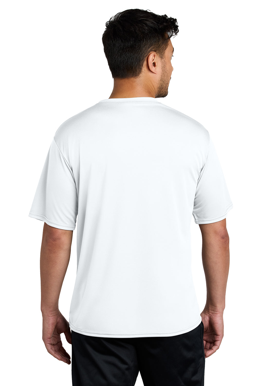 Port & Company PC380 Mens Dry Zone Performance Moisture Wicking Short Sleeve Crewneck T-Shirt White Model Back