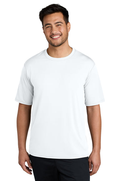 Port & Company PC380 Mens Dry Zone Performance Moisture Wicking Short Sleeve Crewneck T-Shirt White Model Front