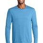 Port & Company Mens Dry Zone Performance Moisture Wicking Long Sleeve Crewneck T-Shirt - Aquatic Blue