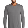 Port & Company Mens Dry Zone Performance Moisture Wicking Long Sleeve Crewneck T-Shirt - Medium Grey