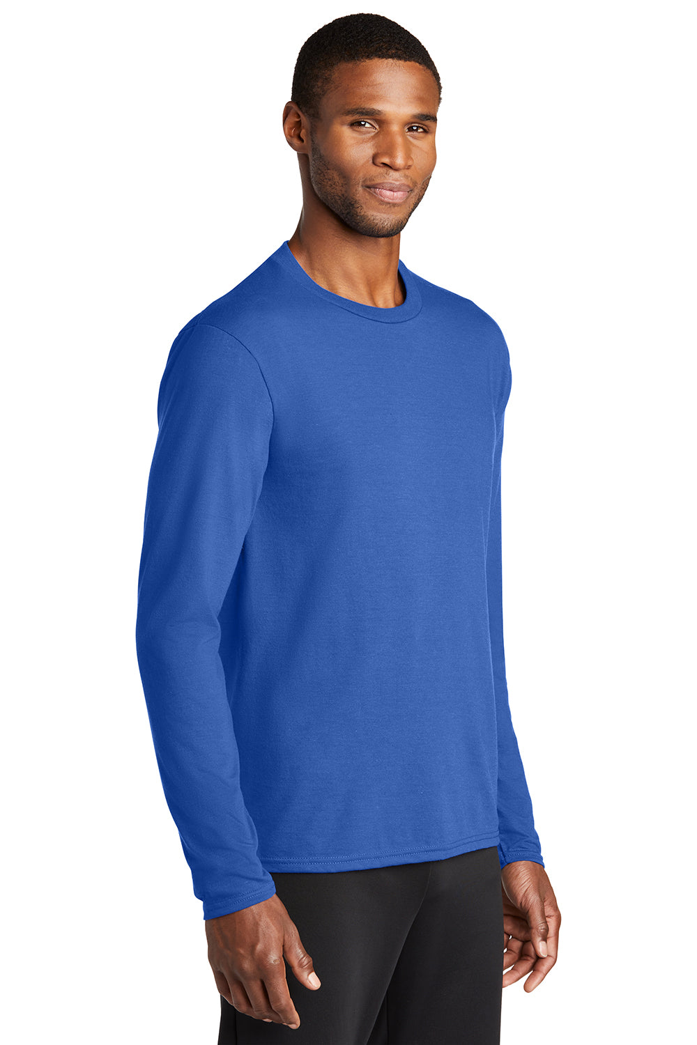 Port & Company PC381LS Mens Dry Zone Performance Moisture Wicking Long Sleeve Crewneck T-Shirt True Royal Blue Model 3q