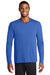 Port & Company PC381LS Mens Dry Zone Performance Moisture Wicking Long Sleeve Crewneck T-Shirt True Royal Blue Model Front