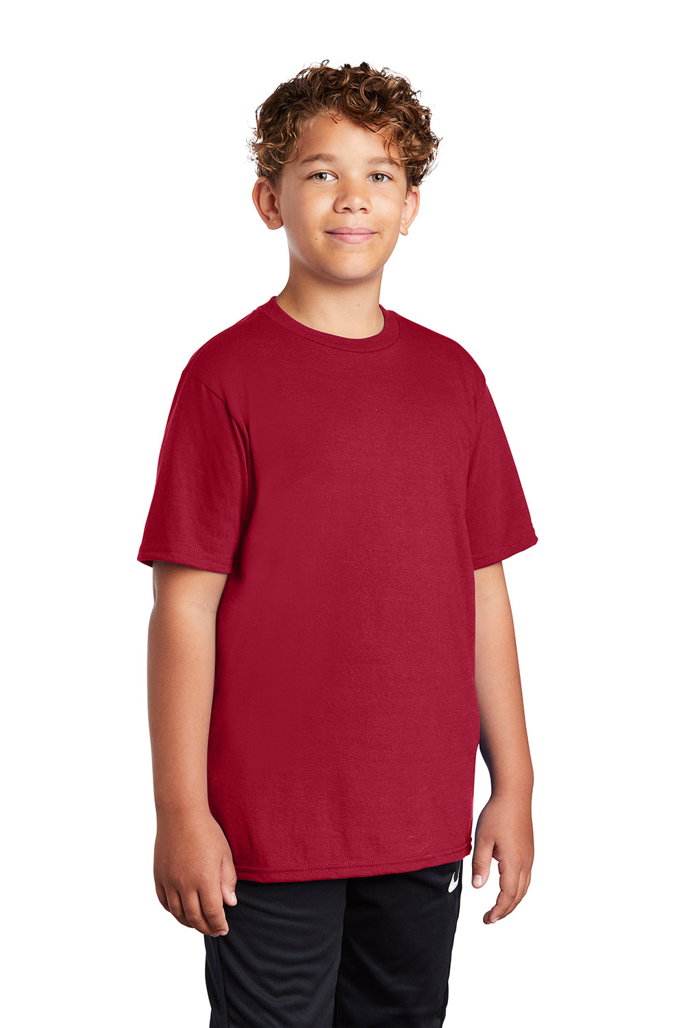 Port & Company PC381Y Youth Dry Zone Performance Moisture Wicking Short Sleeve Crewneck T-Shirt Red Model 3q