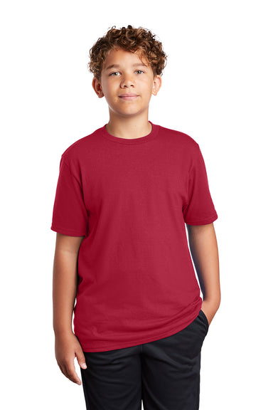 Port & Company PC381Y Youth Dry Zone Performance Moisture Wicking Short Sleeve Crewneck T-Shirt Red Model Front