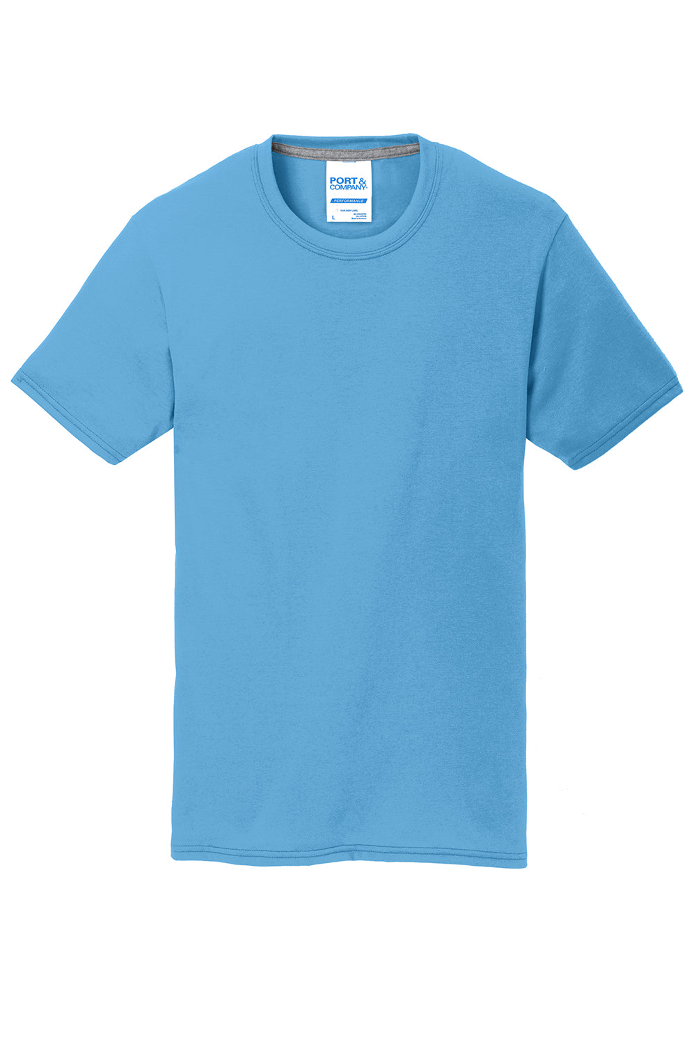 Port & Company PC381 Mens Dry Zone Performance Moisture Wicking Short Sleeve Crewneck T-Shirt Aquatic Blue Flat Front