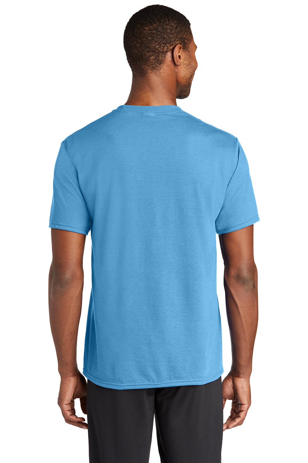 Port & Company PC381 Mens Dry Zone Performance Moisture Wicking Short Sleeve Crewneck T-Shirt Aquatic Blue Model Back