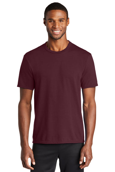 Port & Company PC381 Mens Dry Zone Performance Moisture Wicking Short Sleeve Crewneck T-Shirt Athletic Maroon Model Front