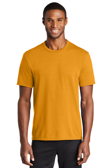 Port & Company PC381 Mens Dry Zone Performance Moisture Wicking Short Sleeve Crewneck T-Shirt Gold Model Front