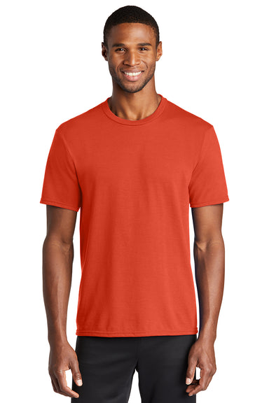 Port & Company PC381 Mens Dry Zone Performance Moisture Wicking Short Sleeve Crewneck T-Shirt Orange Model Front