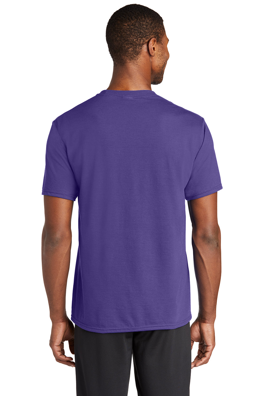 Port & Company PC381 Mens Dry Zone Performance Moisture Wicking Short Sleeve Crewneck T-Shirt Purple Model Back