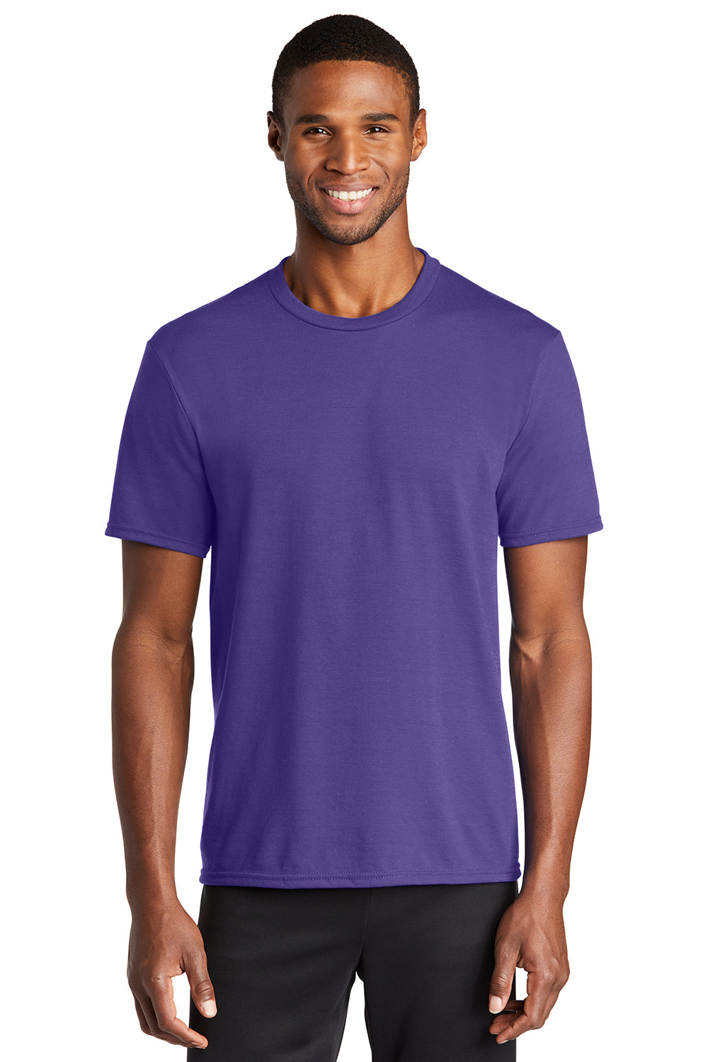 Port & Company PC381 Mens Dry Zone Performance Moisture Wicking Short Sleeve Crewneck T-Shirt Purple Model Front