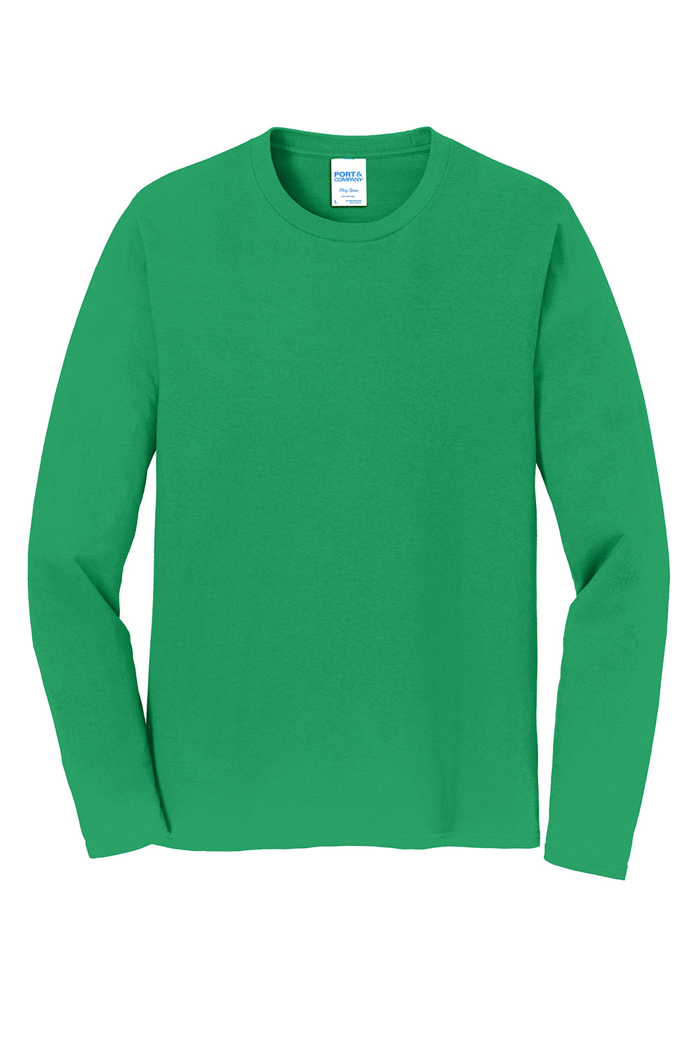 Port & Company PC450LS Mens Fan Favorite Long Sleeve Crewneck T-Shirt Athletic Kelly Green Flat Front