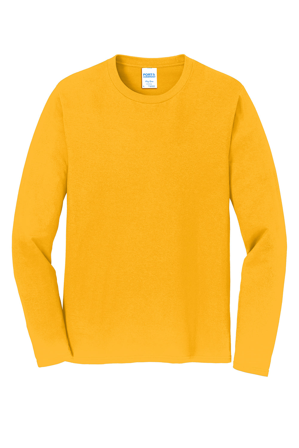 Port & Company PC450LS Mens Fan Favorite Long Sleeve Crewneck T-Shirt Bright Gold Flat Front