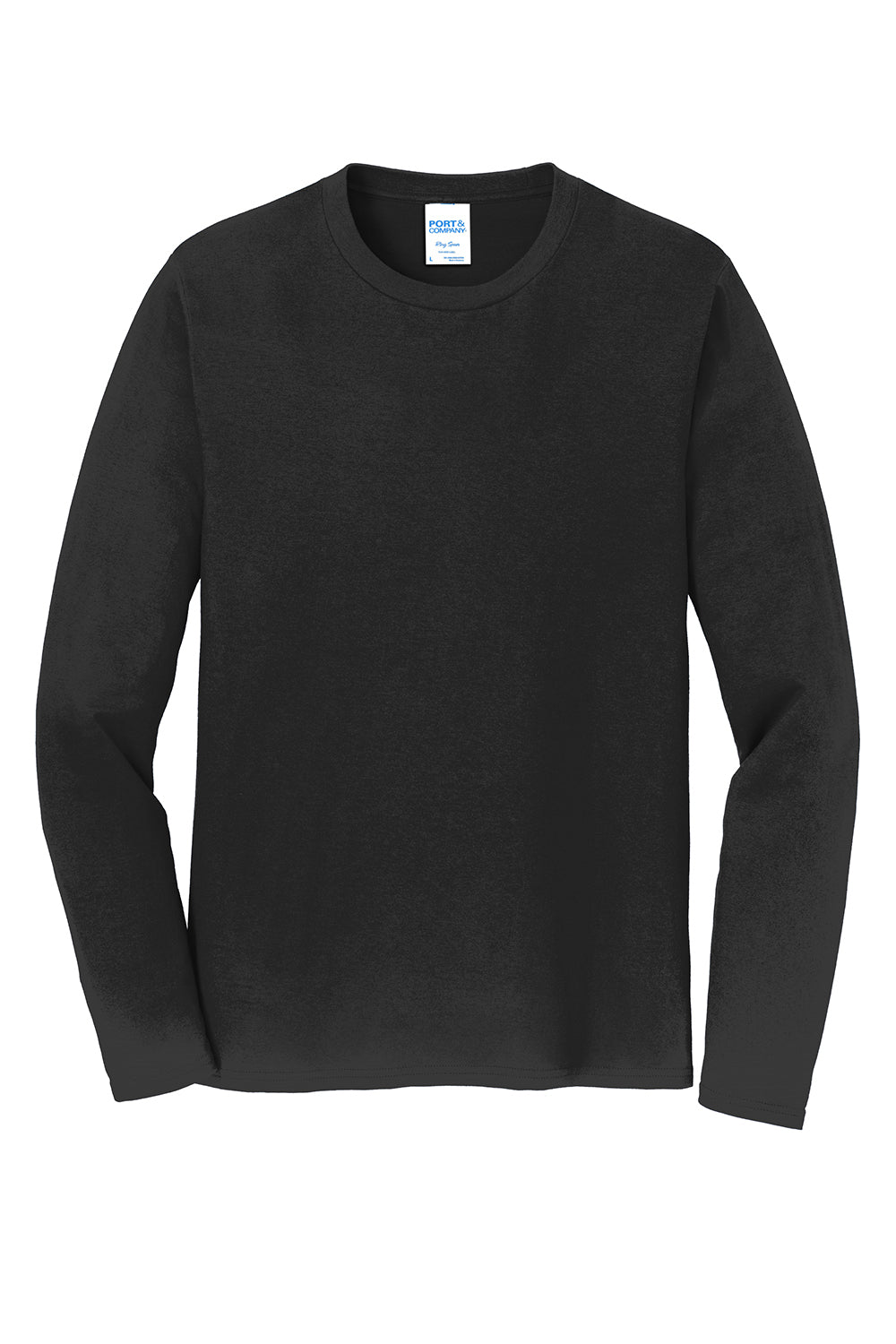 Port & Company PC450LS Mens Fan Favorite Long Sleeve Crewneck T-Shirt Jet Black Flat Front