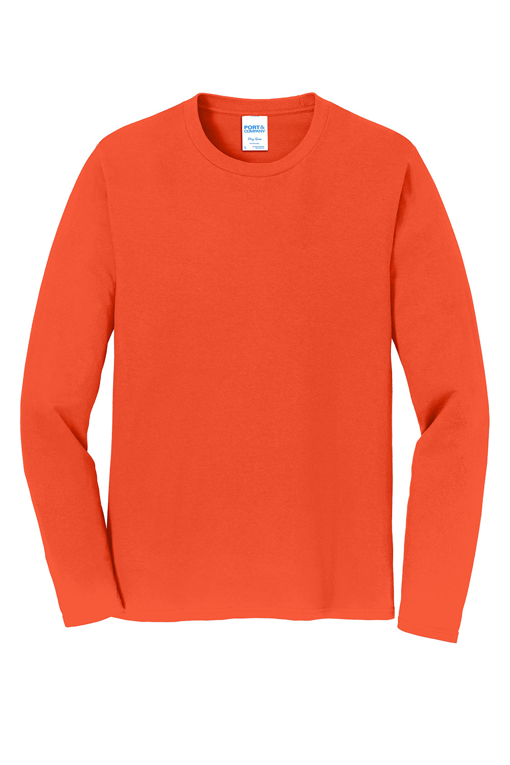 Port & Company PC450LS Mens Fan Favorite Long Sleeve Crewneck T-Shirt Orange Flat Front