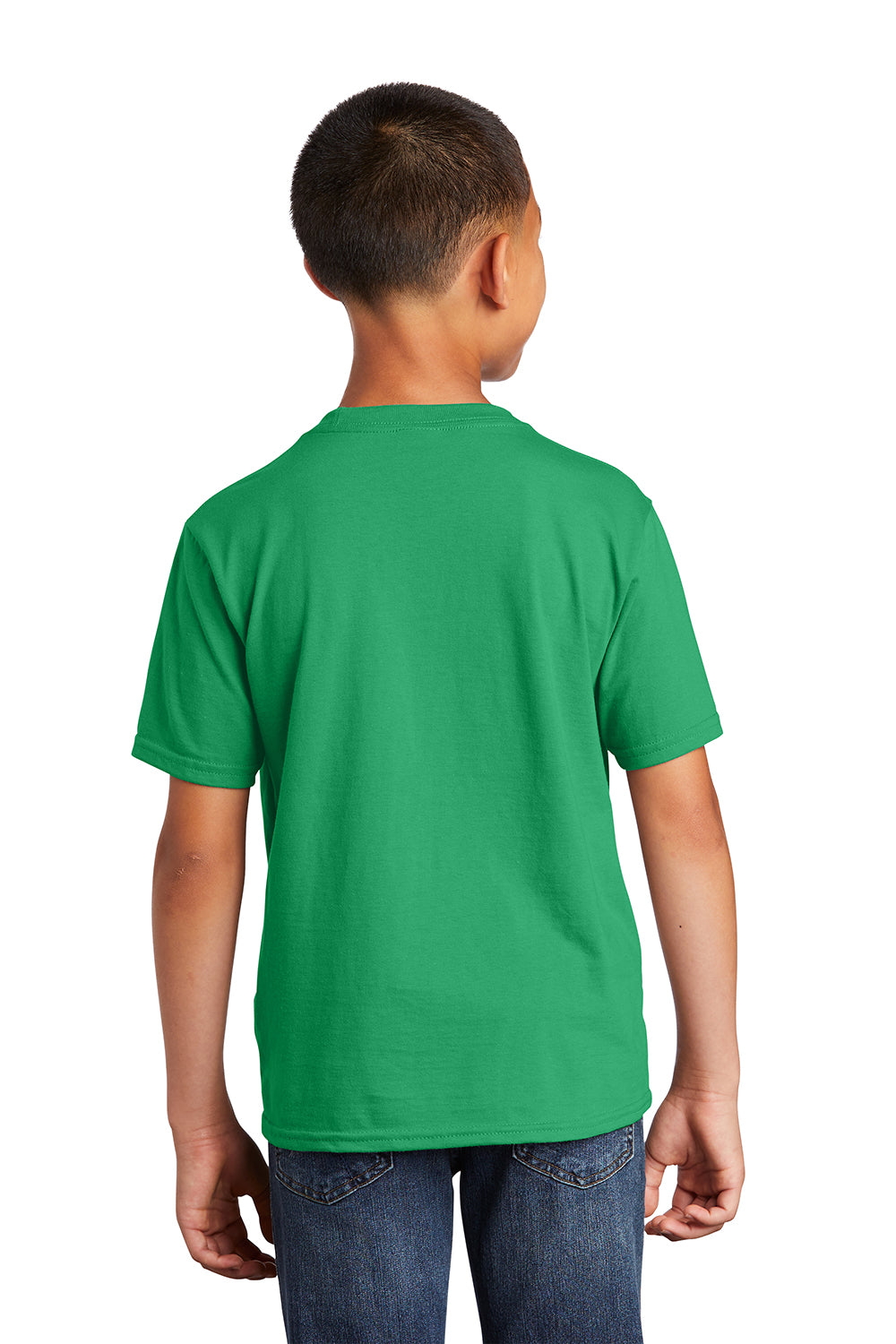 Port & Company PC450Y Youth Fan Favorite Short Sleeve Crewneck T-Shirt Athletic Kelly Green Model Back