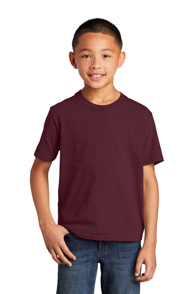 Port & Company PC450Y Youth Fan Favorite Short Sleeve Crewneck T-Shirt Athletic Maroon Model Front