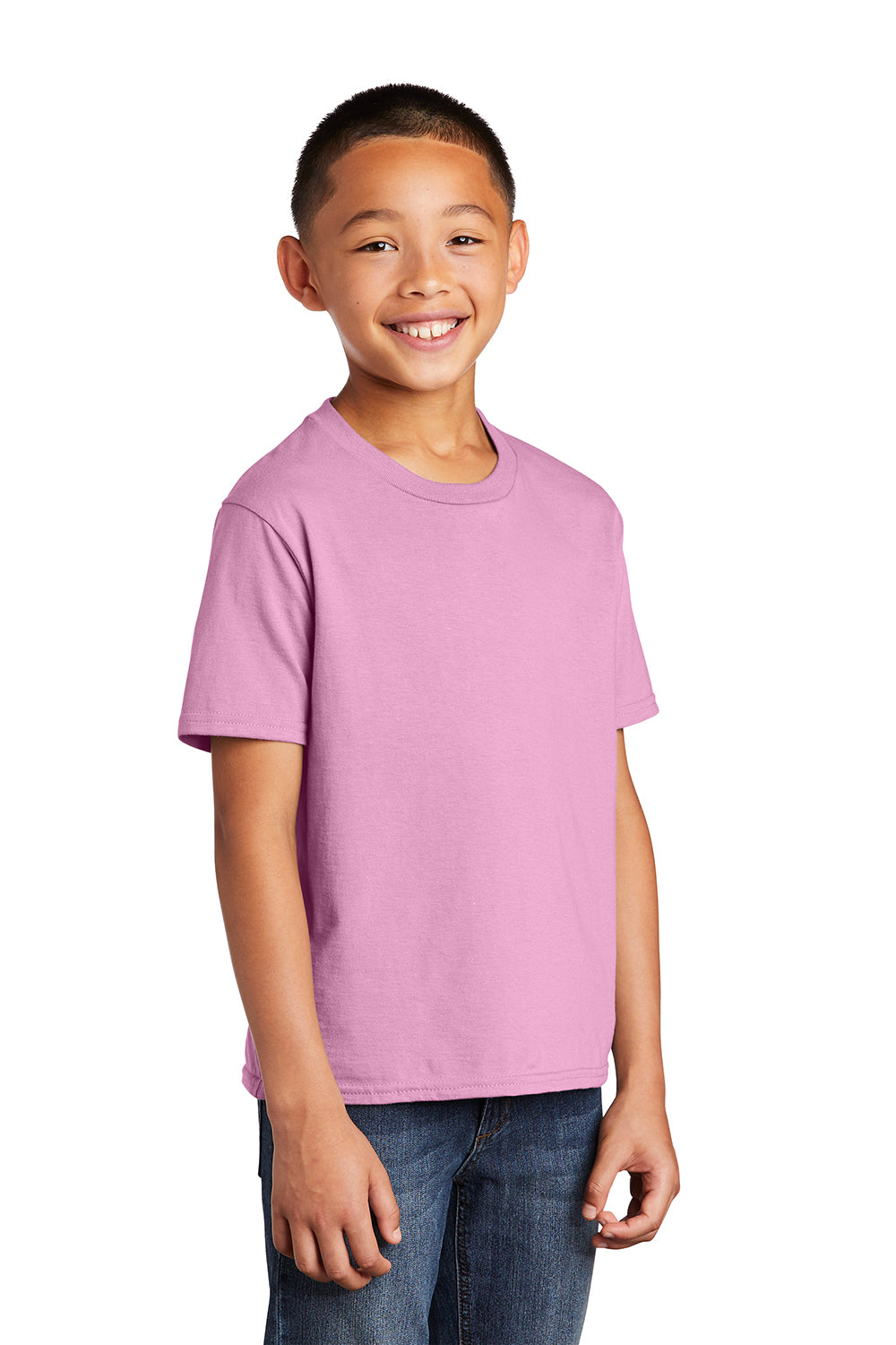 Port & Company PC450Y Youth Fan Favorite Short Sleeve Crewneck T-Shirt Candy Pink Model 3q