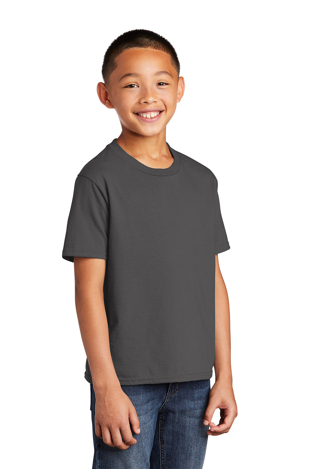 Port & Company PC450Y Youth Fan Favorite Short Sleeve Crewneck T-Shirt Charcoal Grey Model 3q