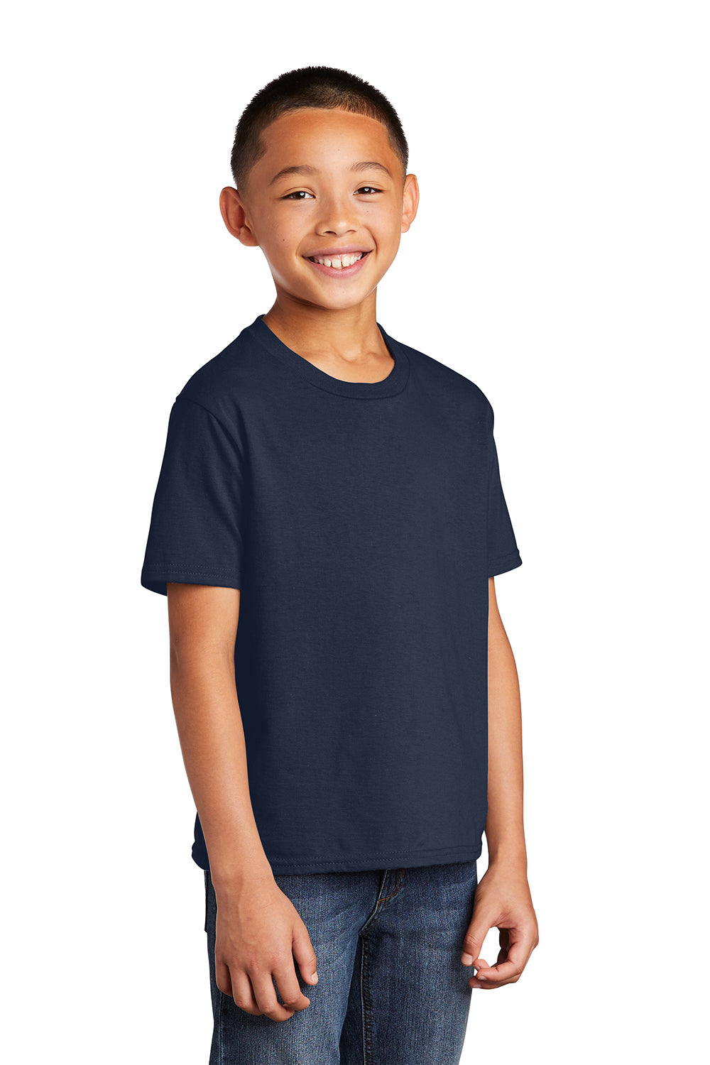 Port & Company PC450Y Youth Fan Favorite Short Sleeve Crewneck T-Shirt Deep Navy Blue Model 3q