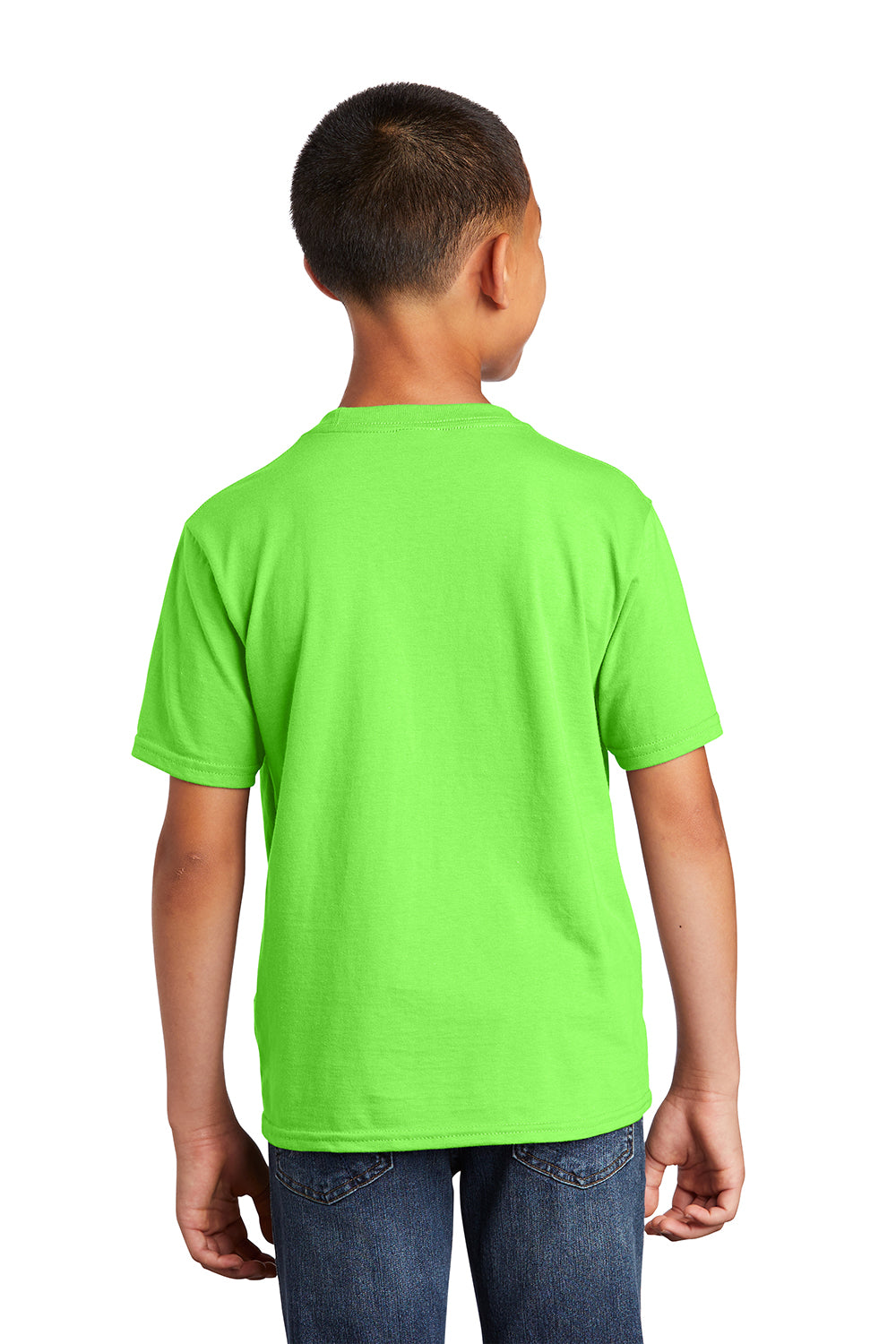 Port & Company PC450Y Youth Fan Favorite Short Sleeve Crewneck T-Shirt Flash Green Model Back