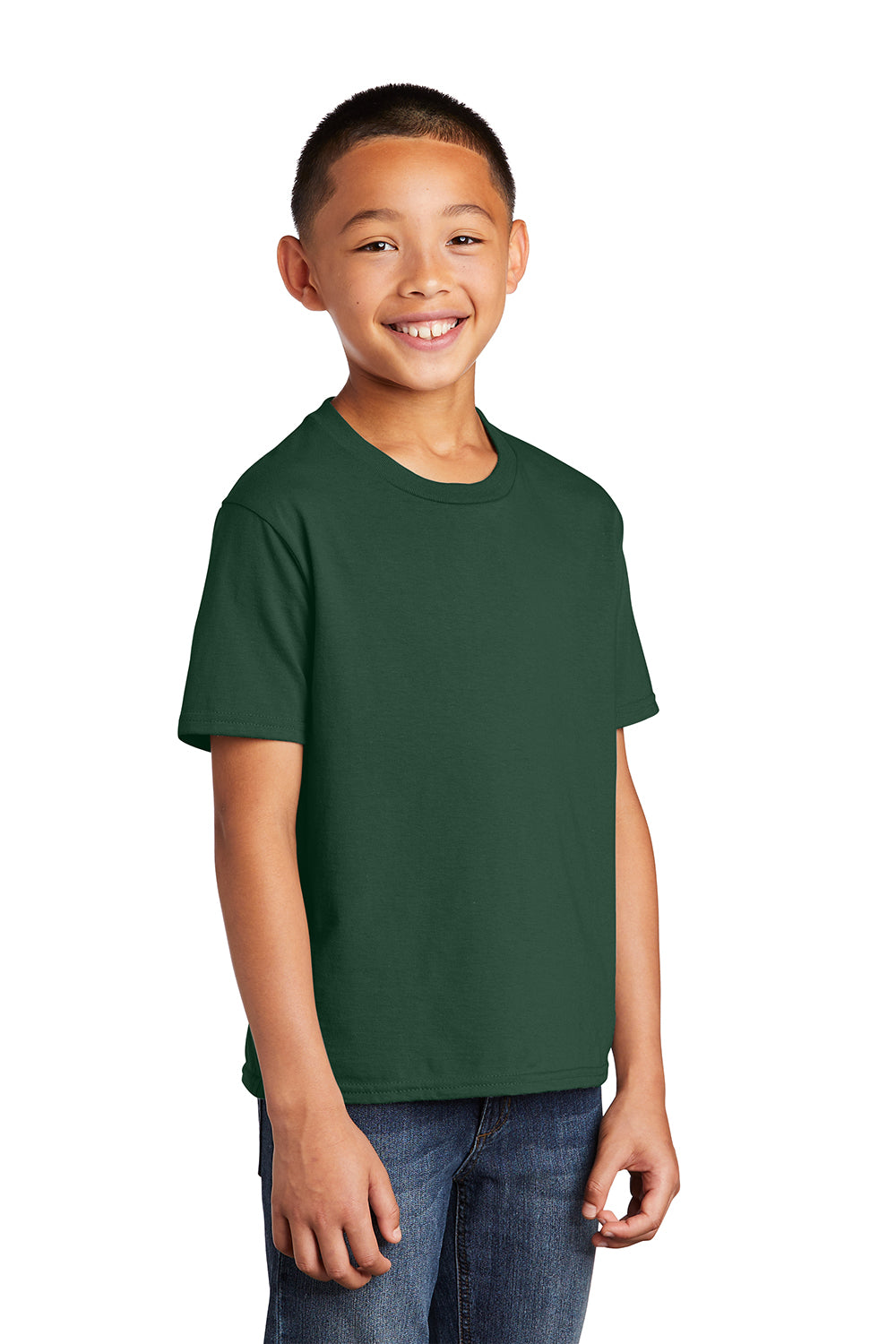 Port & Company PC450Y Youth Fan Favorite Short Sleeve Crewneck T-Shirt Forest Green Model 3q