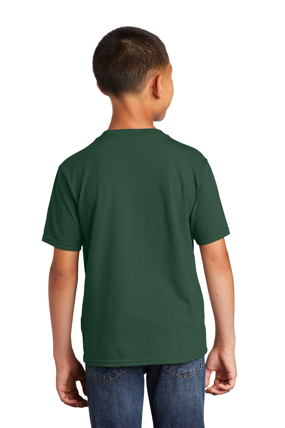 Port & Company PC450Y Youth Fan Favorite Short Sleeve Crewneck T-Shirt Forest Green Model Back