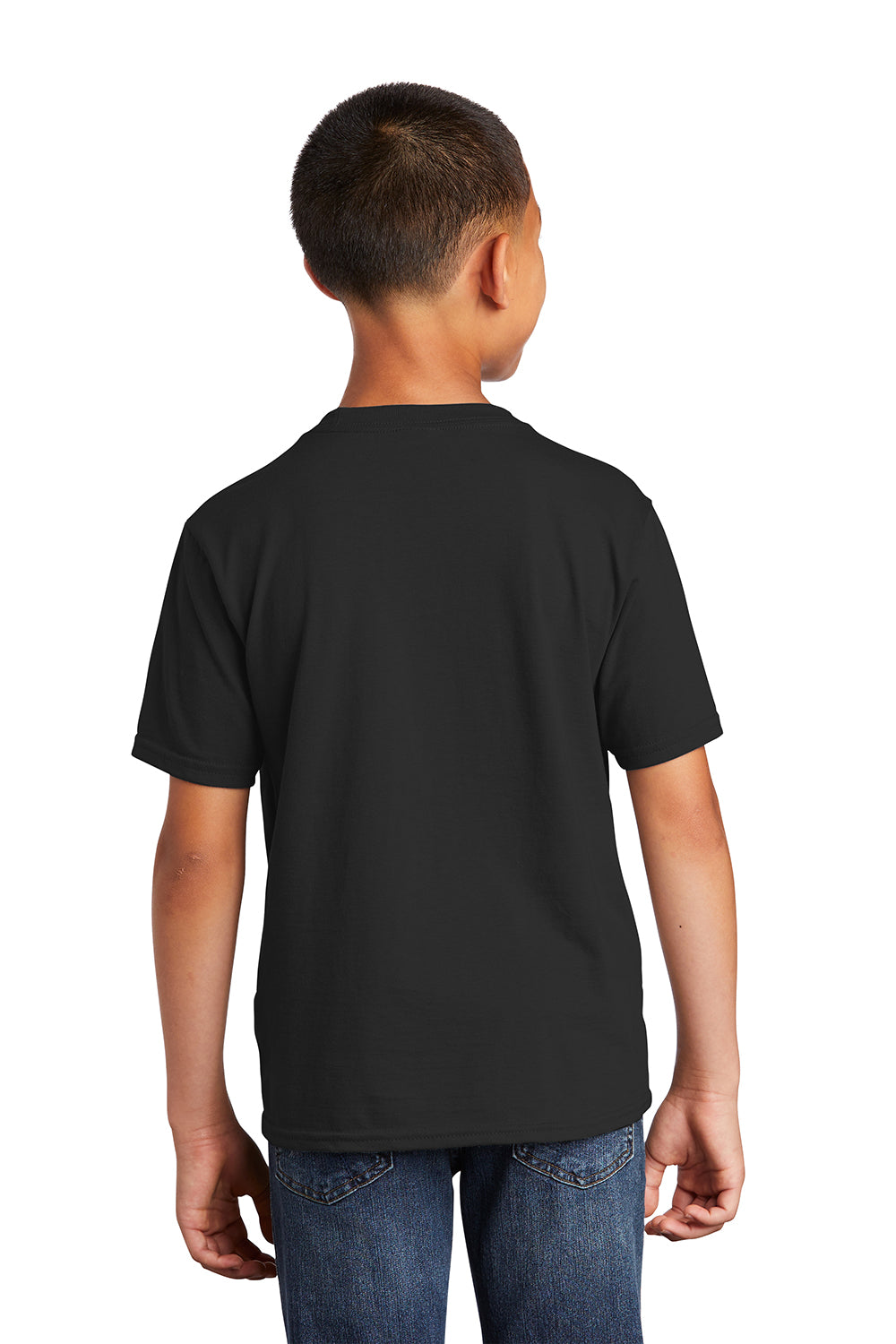 Port & Company PC450Y Youth Fan Favorite Short Sleeve Crewneck T-Shirt Jet Black Model Back